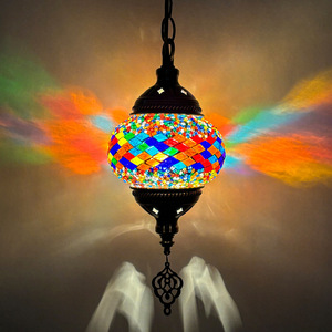 Turkish Style Mosaic Glass Chandelier Round <b>LED</b> Single Head For Hotel Restaurant <b>Hallway</b> - Product Image 2