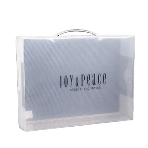 Clear hard Plastic Square Box customized PET/PP/PVC Transparent shoes packing box with handle