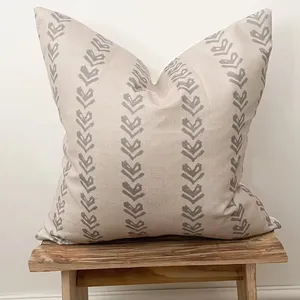 Neutral Stripe Pillow Case Cushion Cover 45 X 45cm Tickling Linen Cushion For Home Decor Minimalistic Farmhouse Cushion Cover