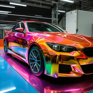 Fornitore 1.52*17 metri PET PVC Metal Champagne Gold super gloss chameleon auto paint car vinyl wrap colors