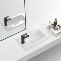Vente en gros usine : Meuble de salle de bain rectangulaire en céramique avec vasque intégrée