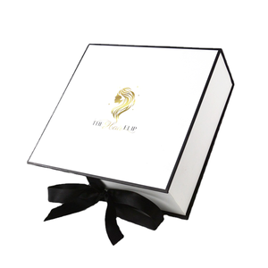 Wholesale custom high end hair extension packaging wig boxes with silk ribbon