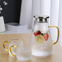 Marteau théière pichet pichet bouteille d'eau bouilloire en verre ensemble pichet en verre résistant aux hautes températures carafe à eau avec poignée de couleur