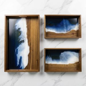 Bandejas Decorativas de Madera para Servir, Bandeja de Madera de Acacia con Asas para Patio, Mesa de Café, Barbacoa, Fiesta - Product Image 3