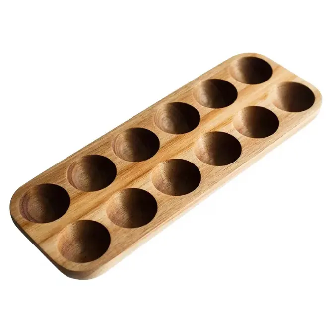 Wooden Egg Tray Holder egg rack Fine wood Refrigerator egg storage wooden shelf Natural luster Wear resistant durable
