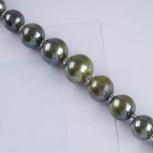 Edison Round <b>Beads</b> 18cm 13-17mm Natural Freshwater Pearls White & Green Dyed DIY <b>Bracelet</b> Jewelry <b>Bead</b> Loose Pearls - Product Image 5