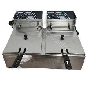 Freidora eléctrica comercial de 12L con filtro de aceite, doble tanque de acero inoxidable para uso en restaurantes - Product Image 1