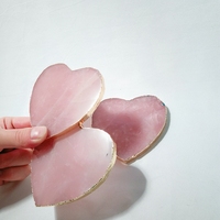 Accessoires de bar de qualité pour la décoration de la maison, sous-verres en quartz rose en gros, plateau à thé avec bordure plaquée