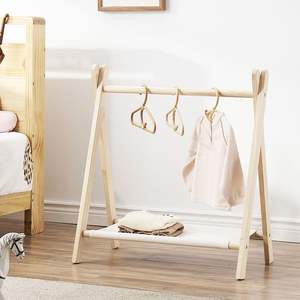 <span class=keywords><strong>Appendiabiti</strong></span> Pieghevole per Bambini, Stile Semplice e Moderno, da Terra a Soffitto, in Legno Massello per Camera da Letto - Product Image 3