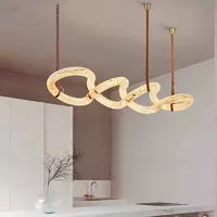 Lustre de restaurant moderne et simple en marbre doré Hullxine, pour salon, hôtel, ambiance haut de gamme, table à manger, contrôle sans fil central