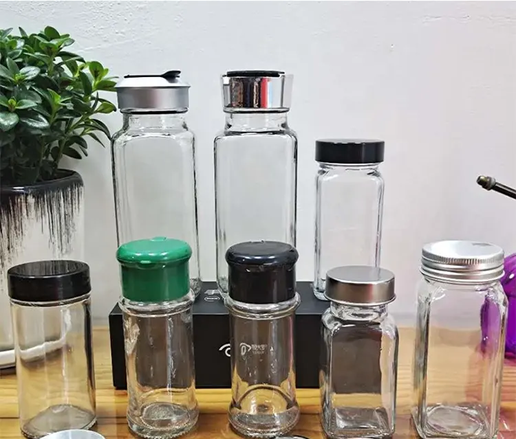 空のコショウ塩スパイスボトルグラインダーガラスボトルユニークなガラス瓶包装シェーカーボトル