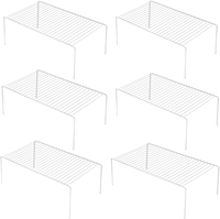 Weißes Metall-Drahtregal-Set mit 6 Stück, Rostbeständiger Einlagiger Schrankorganizer für Küche, Kühlschrank, Badezimmer