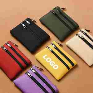 Mini Monedero de Lona y Porta Llaves, Bolsa de Tela con 3 Compartimentos con Cierre, Cartera Simple para Estudiantes, para Viajes y Regalos Promocionales - Product Image 1