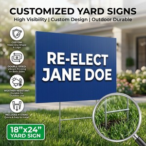 Letrero de jardín de plástico PP personalizado a precio de fábrica, tablero corrugado de PP UV de doble cara reciclable con estacas en H - Product Image 1