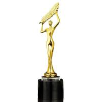 Honneur de cristal Statuette Dorée Danse Ballet Résine Cristal Trophée Concours Prix avec Base de Cristal