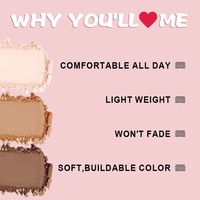 OCHAIN, vente en gros à faible MOQ, poudre de fard à joues en 3 couleurs, poudre illuminatrice végane, imperméable, longue durée, haute pigmentation, palette de poudre de contour