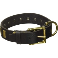Grand collier de chien en cuir de luxe avec revêtement en laiton élégant fournitures de laisse pour animaux de compagnie à motif solide caractéristiques personnalisées