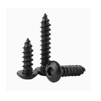 Vis autotaraudeuse M2.9 x 8 mm, classe 4.8, tête ronde bouton hexagonale, vis à bois DIN912, robuste, noire