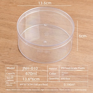 Boîte de rangement ronde en plastique transparent avec couvercle, empilable, pour biscuits, collations, desserts - Product Image 6