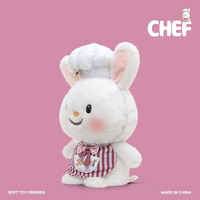 Peluche de lapin blanc chef en gros, jouet en peluche doux et moelleux, certifié EN71 CE, pour cadeau d'enfant