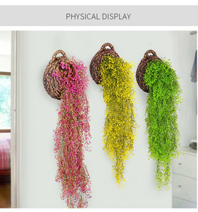 Fausses fleurs en soie suspendues avec panier Ratan pour décoration murale extérieure Arrangement Floral fleurs artificielles - Product Image 6