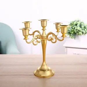 Decorative Items for European Style Retro Wedding Hotels Including Three Golden Candle Holders