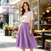 Europe États-Unis pour le printemps-été : Nouvelle collection de pantalons décontractés amples et élégants pour femmes, taille haute élastique, longueur cheville, couleur unie, OEM/ODM
