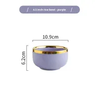 Service de table en céramique de haute qualité, style nordique, violet avec bord doré, assiettes plates modernes européennes durables, sans plomb