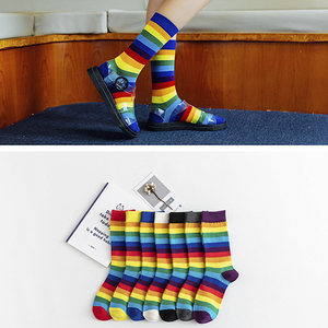 Bonypony <span class=keywords><strong>chaussettes</strong></span> colorées à rayures arc-en-ciel pour femmes, meilleurs originaux Design classique nouveauté <span class=keywords><strong>chaussettes</strong></span> assorties - Product Image 4