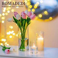 Vase cylindrique en verre pour décoration de maison et de mariage Bougeoir à eau flottante Pièce maîtresse de table élégante et lanterne de fête
