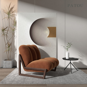 Sillón Individual Patou Tapizado en Madera Maciza, Reclinable Moderno para Sala de Estar, Estilo Nórdico Minimalista - Product Image 2