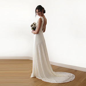 Abito in pizzo senza maniche e senza schienale con strascico # 1180 - Product Image 4