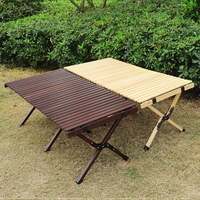 Nouveau petit rouleau d'oeufs de barbecue de jardin bas Table de pique-nique extérieure pliante en bois pliable Portable