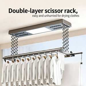 Folding telescopic remote control lifting <b>lighting</b> air drying four in one aluminum alloy drying rack - Product Image 4