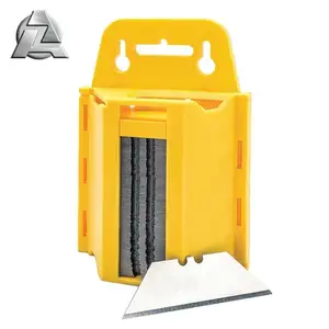 Wholesale utility blade dispenser with 100 slotted round corner blades for carpets packaged in safety dispenser