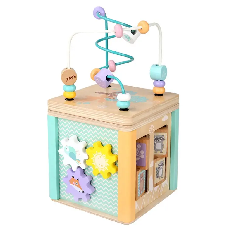 어린이 나무 장난감 다기능 퍼즐 라운드 구슬 보물 상자 조기 학습 지능 개발 육아 수학 장난감