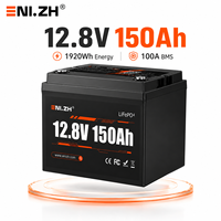 Batterie LiFePO4 semi-solide Enlzh 12,8V-150Ah avec BMS 100A, 4000 cycles, 1920Wh pour l'énergie solaire et l'utilisation en camping-car