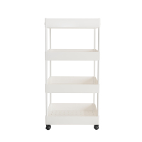 Chariot de rangement de cuisine à 4 niveaux support de rangement en métal plastique chariot de salle de bain étagère de rangement