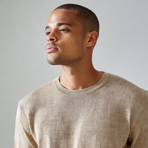 Homens personalizados Leve Algodão-Linho Mistura <span class=keywords><strong>Crewneck</strong></span> Camisola Respirável Casual Malhas para a Primavera e Verão - Product Image 3