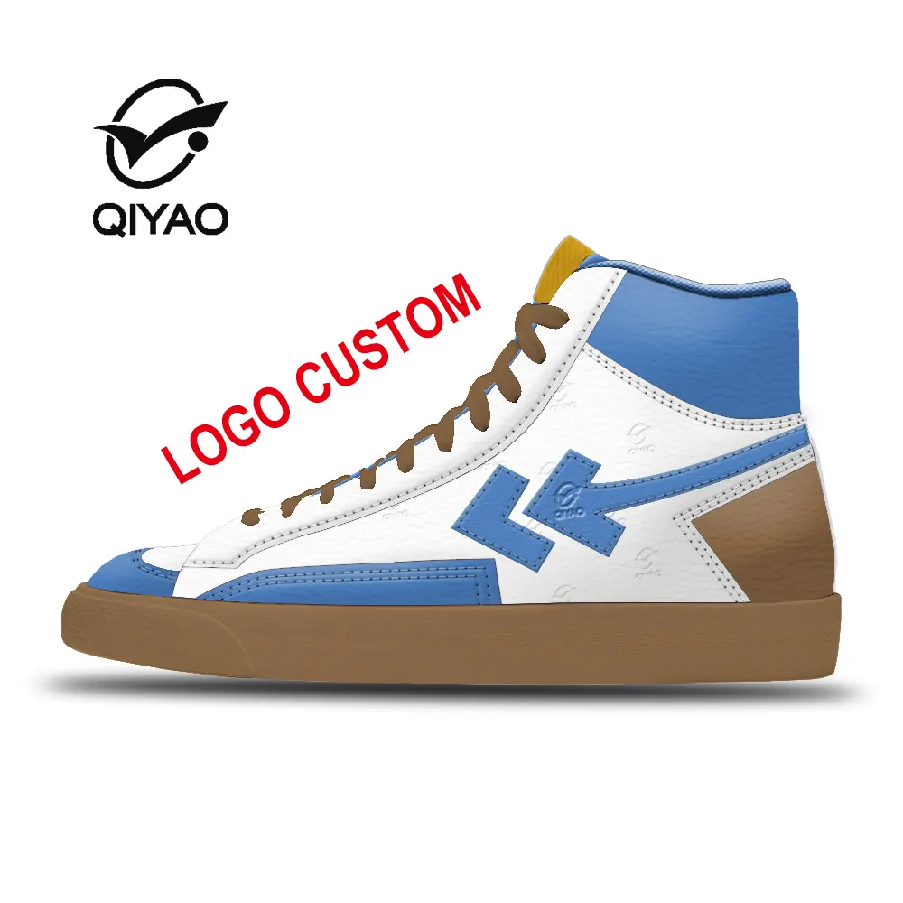Designer Custom Logo High Top Genuine Leather Suede Brand Casual Shoes Fashion Men's Skateboard Sports Style Sneakers