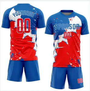 Camisa de futebol masculina, roupa esportiva de moda para clubes, camisas de futebol personalizadas, vermelho real azul, uniforme de time de futebol