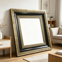 Tableau mural sur toile encadré de luxe, cadre baroque or et argent antique, 90 mm de large, peinture imprimée ornée pour salon et décoration d'hôtel