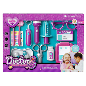 Set da 14 Pezzi per Gioco del Dottore, Kit Medico in Plastica <span class=keywords><strong>Viola</strong></span> Glitterata, Torcia a Batteria, Giocattolo Educativo per Giochi di Ruolo - Product Image 4