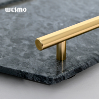 Table de bureau moderne en marbre hexagonal gris Plateau cosmétique pour parfums en marbre avec poignée