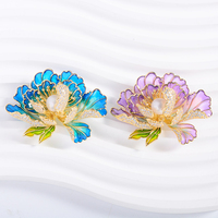 Pin Perhiasan Mutiara Air Tawar Mewah, Bros Bunga Peony Tembaga Zirkon Modis, Hadiah Bunga untuk Wanita, Bros Bunga Dada