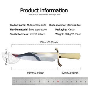มีดโบวี่ RAM BOM แบบปรับแต่งได้ พร้อมใบมีดสแตนเลส ด้ามจับสีงาช้าง ซองมีดอุตสาหกรรม รองรับ DIY OEM/ODM - Product Image 6