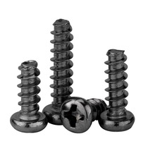 Vis autotaraudeuse Phillips à tête cylindrique à pointe plate, en acier au carbone trempé noir, pour ventilateur électronique