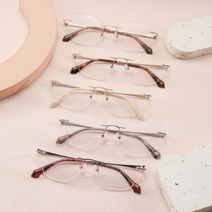 Phụ nữ mới không có vành ánh sáng màu xanh le6507 kính quang học không khung kính mắt kính mô hình rắn thời trang - Product Image 5