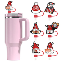 Capuchon de paille en silicone motif fleur, anti-poussière, décoration de Noël pour gobelet Stanley, qualité alimentaire, personnalisable