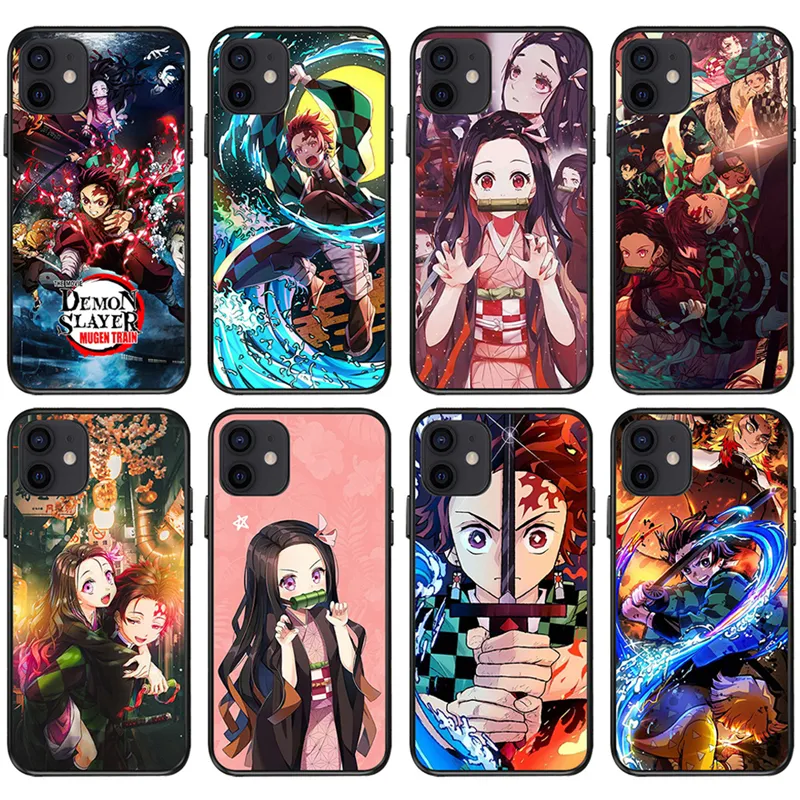 Photo Print On Mobile Backpart Demon Slayer Crystal Wholesale Custom Phone Case For iPhone 14 13 12 11 Pro max Samsung S22 Ultra